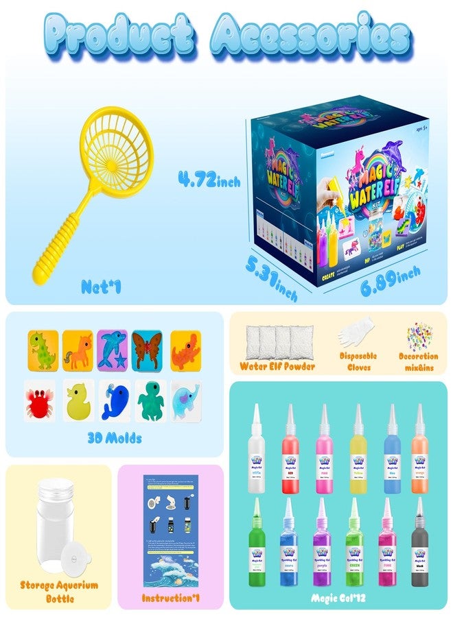 Funewest Magic Water Elf Toy Kit, DIY Aqua Fairy Water Gel Arts and Crafts Set, Create Squishy Water Pets STEM Sensory Craft Gift for Kids Boys Girls - Image 3